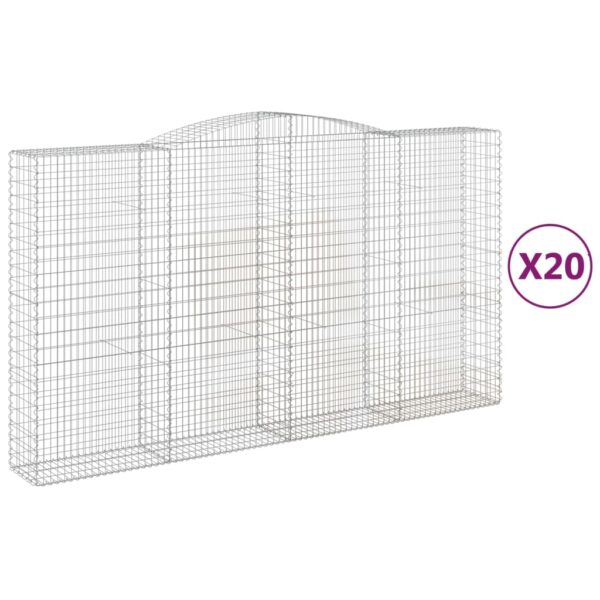 Obokane gabion košare 20 kosa 400x50x220/240cm pocinkano železo - Image 2