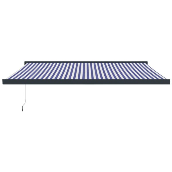 Zložljiva tenda modra in bela 4x3 m blago in aluminij - Image 3