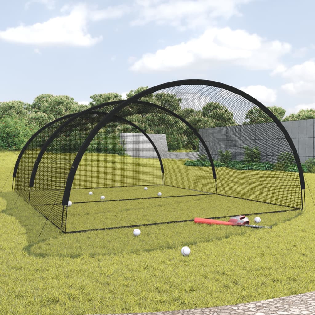 Kletka z mrežo za baseball črna 500x400x250 cm poliester
