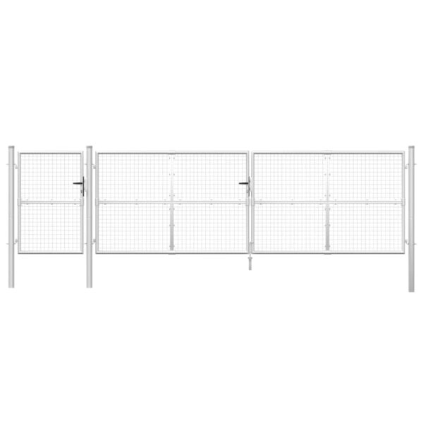 Mrežasta vrtna vrata srebrna 500x175 cm pocinkano jeklo - Image 3
