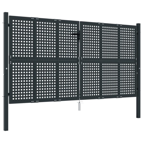 Vrtna vrata antracitna 300x125 cm jeklo - Image 2