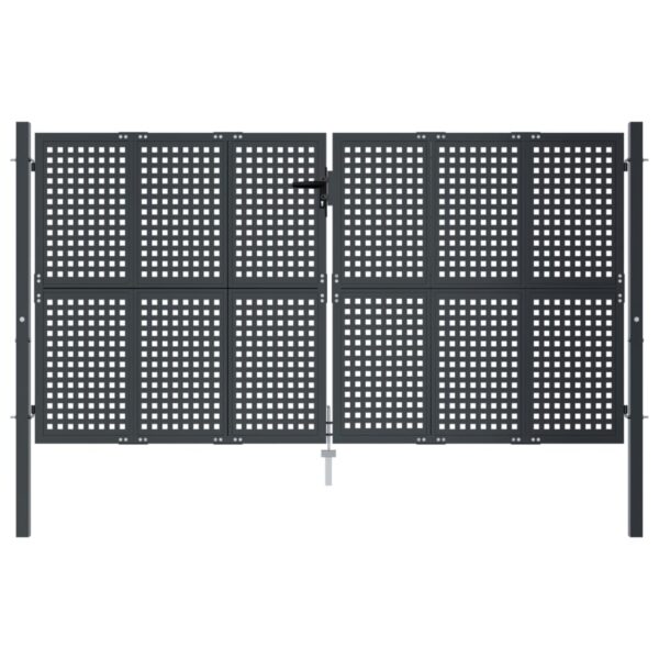 Vrtna vrata antracitna 300x125 cm jeklo - Image 3