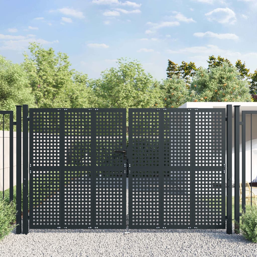 Vrtna vrata antracitna 300×175 cm jeklo