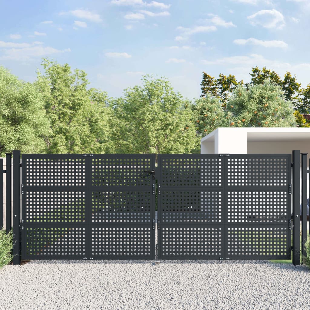 Vrtna vrata antracitna 400×125 cm jeklo