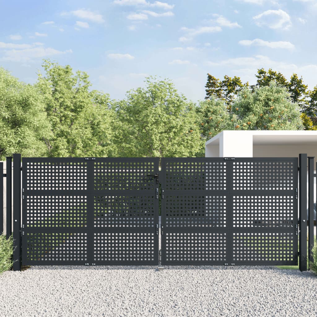 Vrtna vrata antracitna 400×150 cm jeklo
