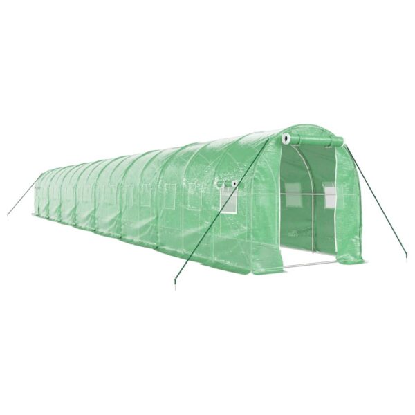 Rastlinjak z jeklenim ogrodjem zelen 32 m² 16x2x2 m - Image 2