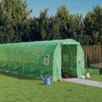 Rastlinjak z jeklenim ogrodjem zelen 40 m² 20x2x2 m