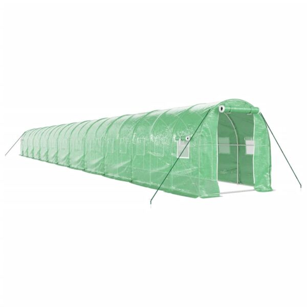 Rastlinjak z jeklenim ogrodjem zelen 44 m² 22x2x2 m - Image 2