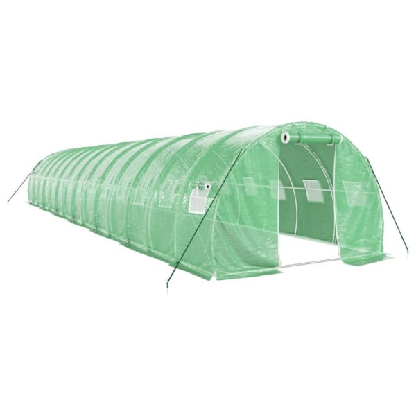 Rastlinjak z jeklenim ogrodjem zelen 42 m² 14x3x2 m - Image 2