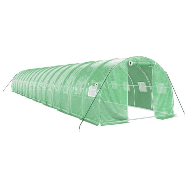 Rastlinjak z jeklenim ogrodjem zelen 48 m² 16x3x2 m - Image 2