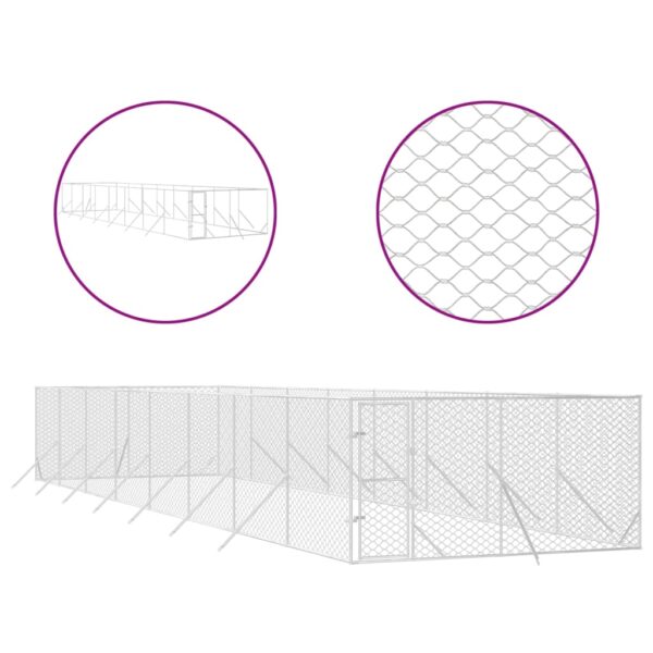 Zunanja pasja ograda srebrna 4x16x2 m pocinkano jeklo - Image 2