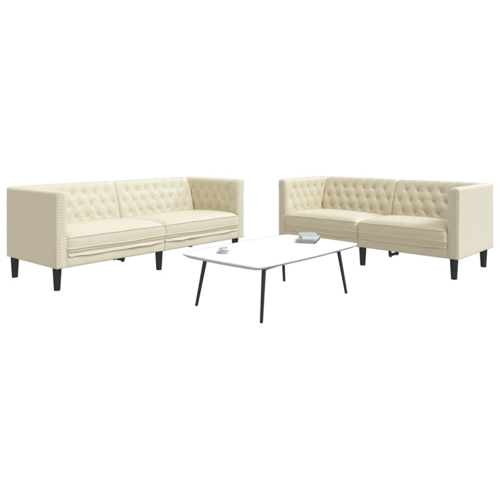 Komplet Chesterfield kavčev 2-delna krem umetno usnje
