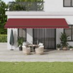 Ročno zložljiva tenda bordo 600x350 cm