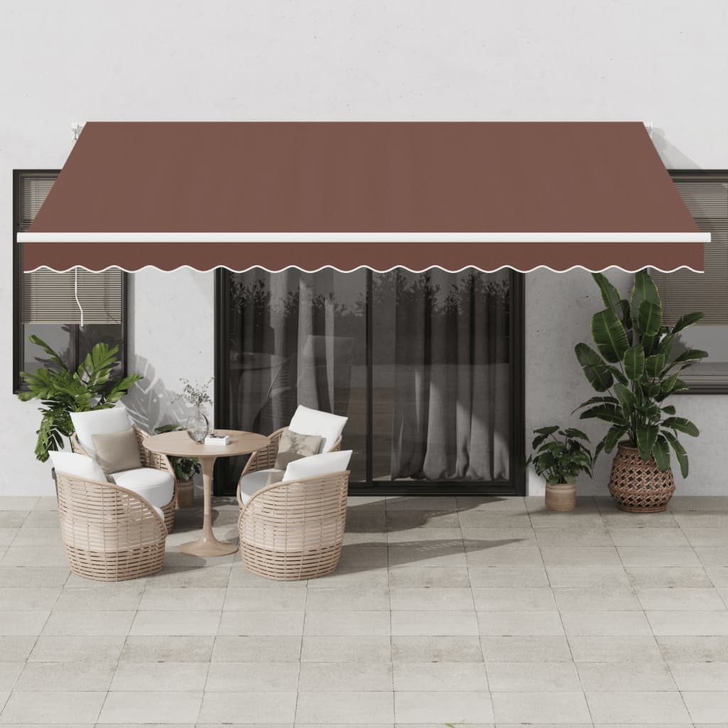 Avtomatsko zložljiva tenda z LED rjava 450×350 cm