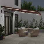 Avtomatsko zložljiva tenda z LED rjava 450x350 cm - Image 3