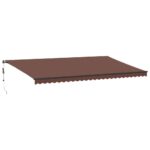 Avtomatsko zložljiva tenda z LED rjava 600x350 cm - Image 2