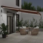 Avtomatsko zložljiva tenda z LED rjava 600x350 cm - Image 3