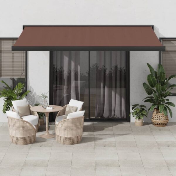 Ročno zložljiva tenda rjava 450x300 cm