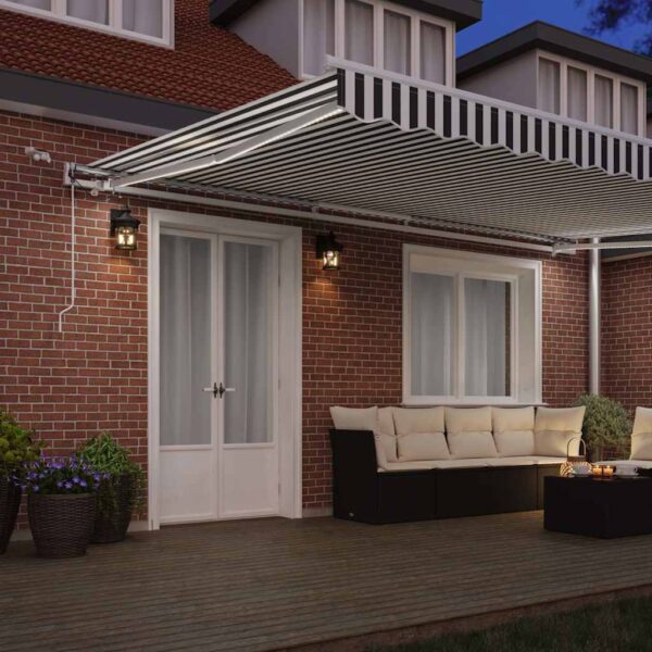 Avtomatsko zložljiva tenda z LED antracit in bela 500x300 cm - Image 3