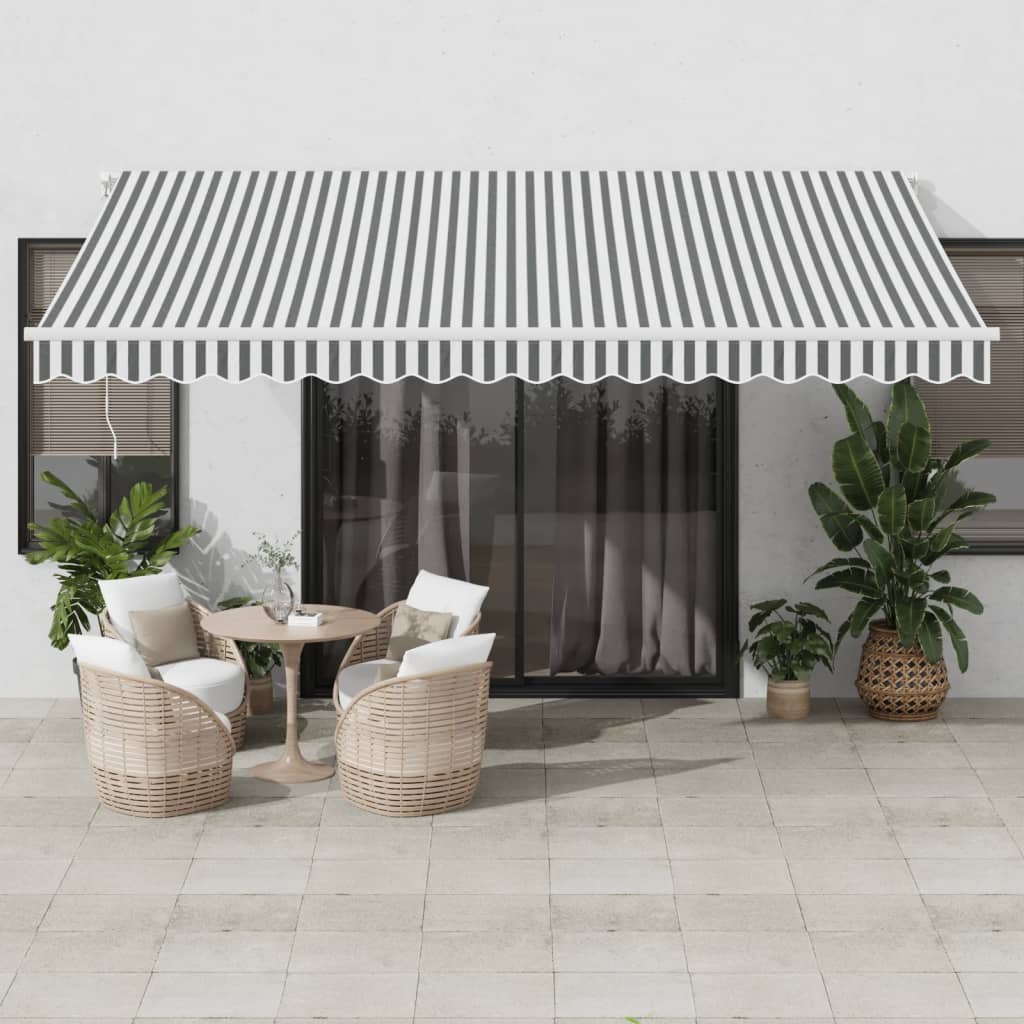 Avtomatsko zložljiva tenda antracit in bela 450×350 cm
