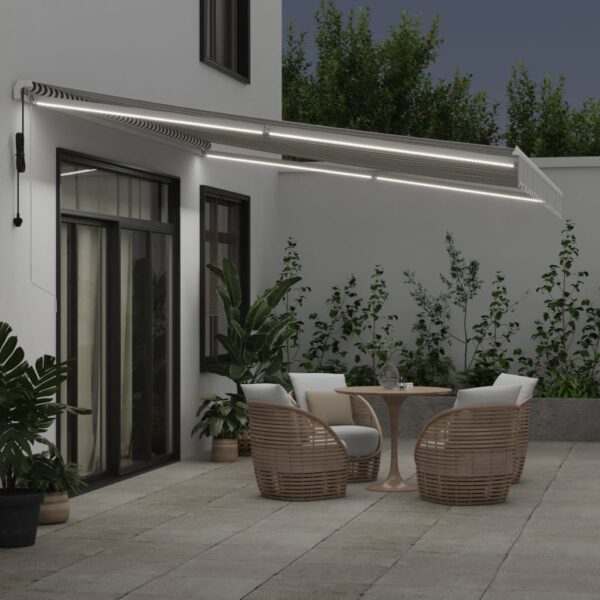 Avtomatsko zložljiva tenda z LED antracit in bela 450x350 cm - Image 3
