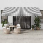 Avtomatsko zložljiva tenda z LED antracit in bela 450x350 cm