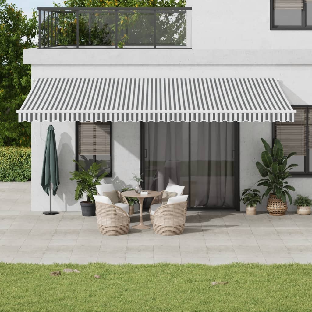 Ročno zložljiva tenda antracit in bela 600×350 cm