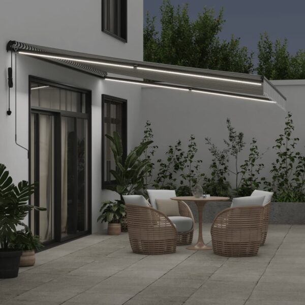 Avtomatsko zložljiva tenda z LED antracit in bela 450x350 cm - Image 3