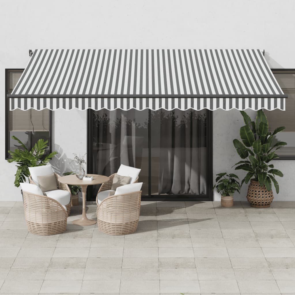 Avtomatsko zložljiva tenda z LED antracit in bela 450×350 cm