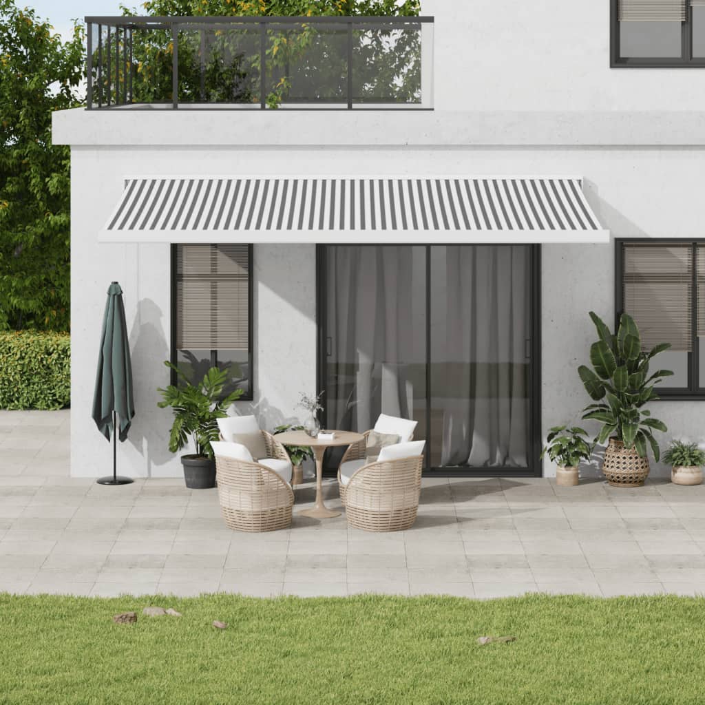 Zložljiva tenda antracit in bela 5×3 m blago in aluminij