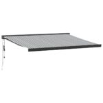 Zložljiva tenda antracit in bela 4x3 m blago in aluminij - Image 2