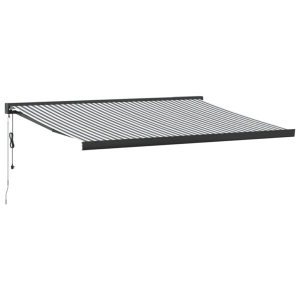 Zložljiva tenda antracit in bela 4x3 m blago in aluminij - Image 2