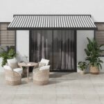 Zložljiva tenda antracit in bela 4x3 m blago in aluminij