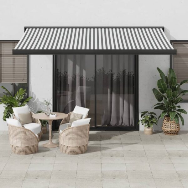 Zložljiva tenda antracit in bela 4x3 m blago in aluminij