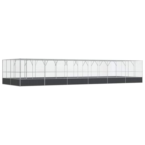 Voliera s podaljškom srebrna 1246x414x212 cm jeklo - Image 2