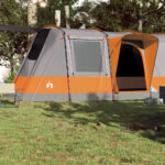 Šotor za kampiranje za 4 osebe siv in oranžen vodoodporen - Image 3