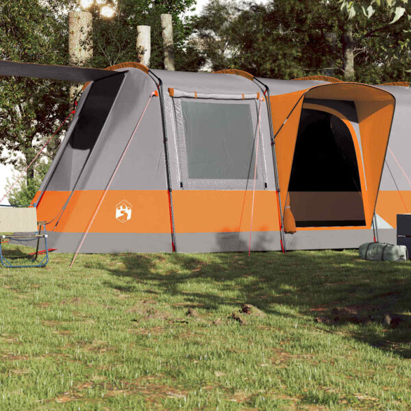 Šotor za kampiranje za 4 osebe siv in oranžen vodoodporen - Image 3