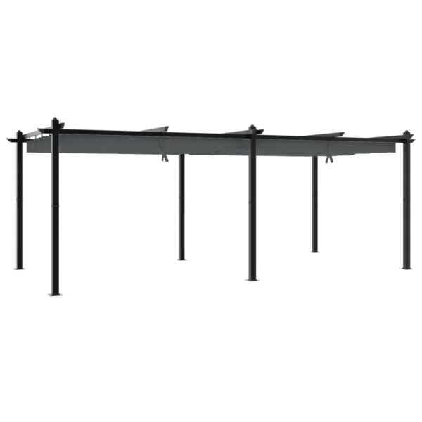 Vrtni paviljon z zložljivo streho antracit 3x6 m aluminij - Image 2