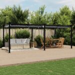 Vrtni paviljon z zložljivo streho antracit 3x6 m aluminij - Image 3