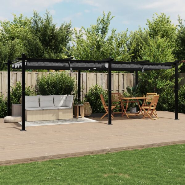Vrtni paviljon z zložljivo streho antracit 3x6 m aluminij - Image 3