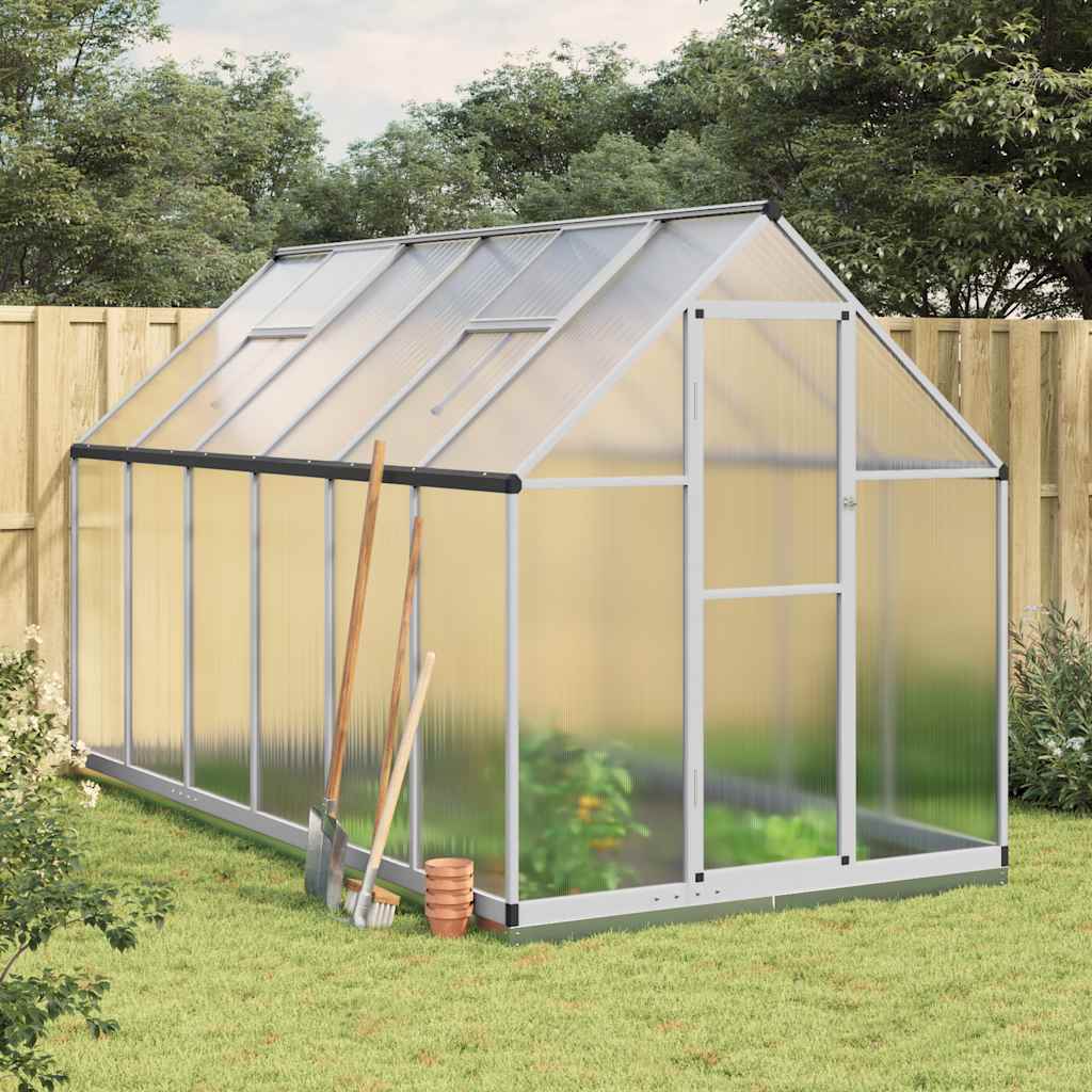 Rastlinjak z okvirjem srebrn 334x169x202 cm aluminij