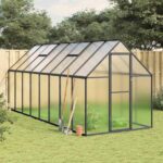 Rastlinjak z okvirjem antracit 445x169x195 cm aluminij