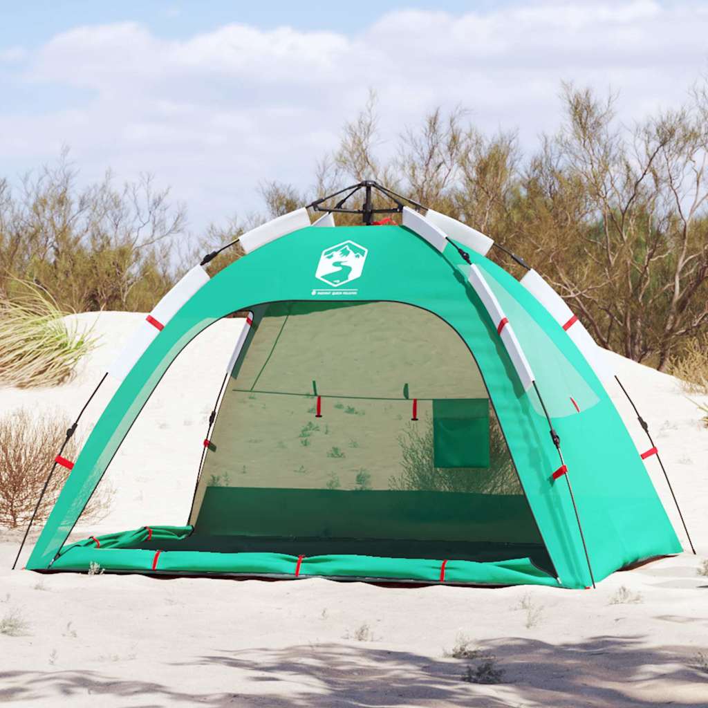 Šotor za plažo za 2 osebi zelen za hitro postavitev vodoodporen