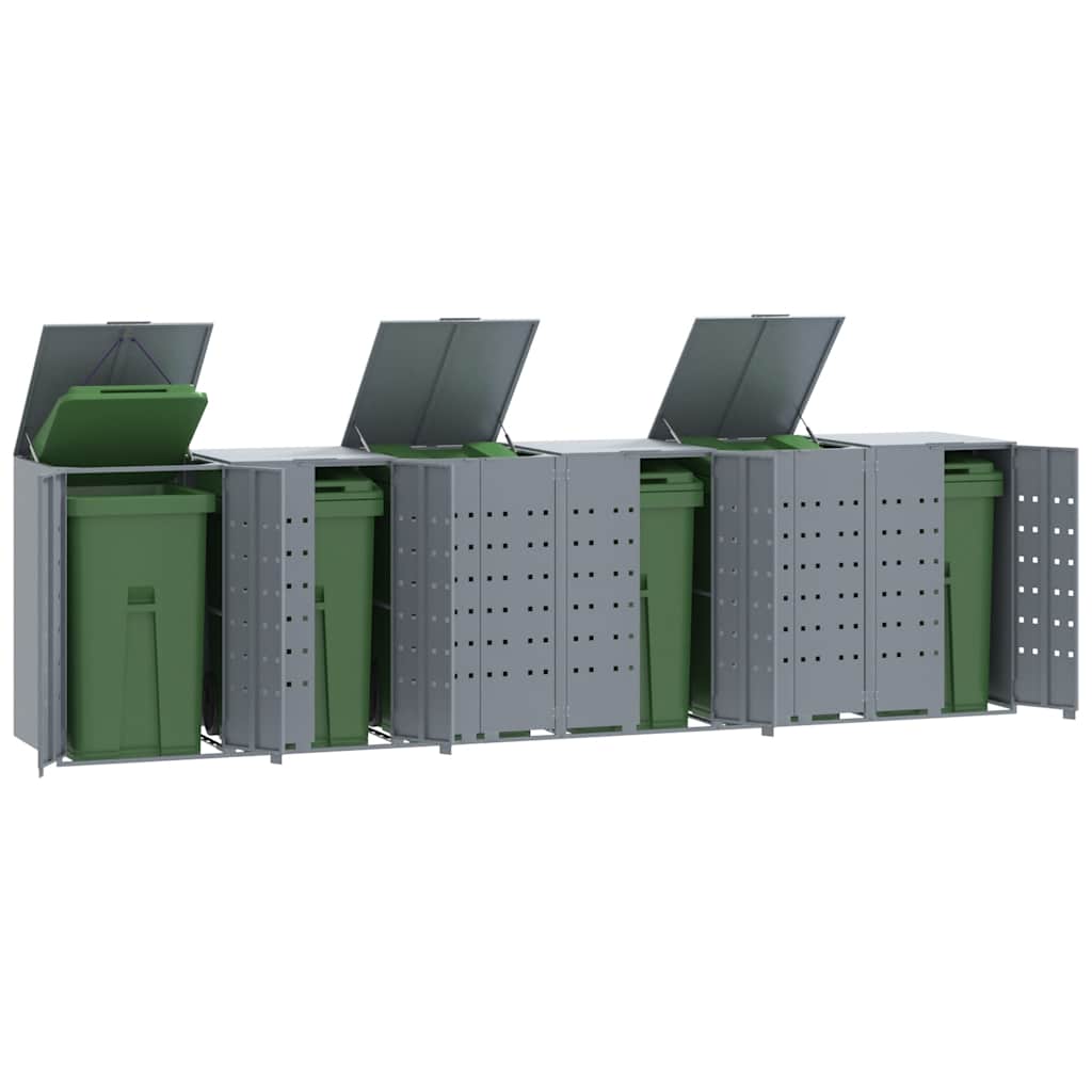 Lopa za smetnjak za 6 smetnjakov siva 414x79x117 cm jeklo