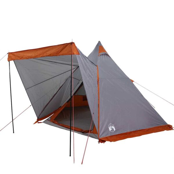 Družinski šotor tipi za 6 oseb siv in oranžen vodoodporen - Image 3