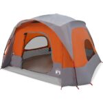 Družinski šotor za 6 oseb siv in oranžen vodoodporen - Image 2