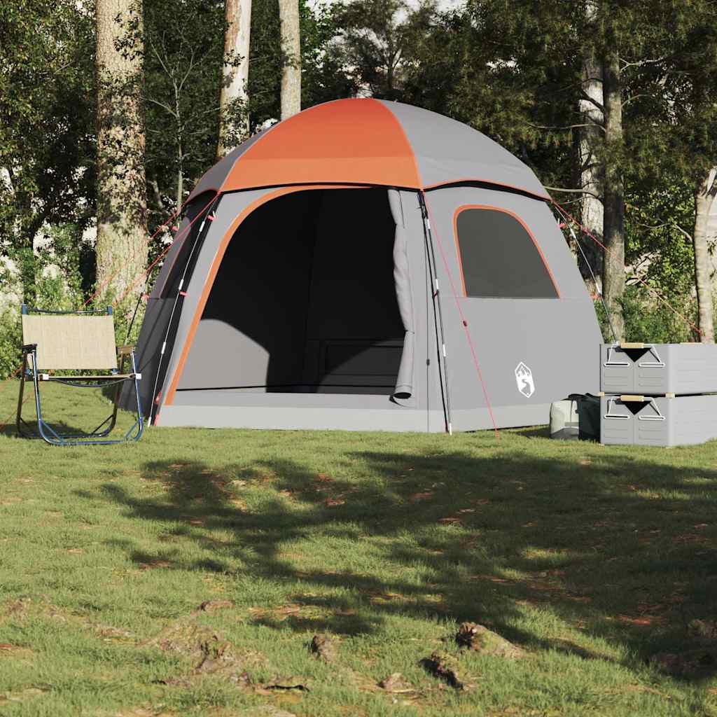 Družinski šotor Igloo za 6 oseb v sivi in oranžni barvi