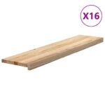 Podloge za stopnice 16 kosov 110x30x2 cm trdna hrastovina - Image 2