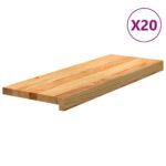 Podloge za stopnice 20 kosov rjave 70x25x2 cm trdna hrastovina - Image 2