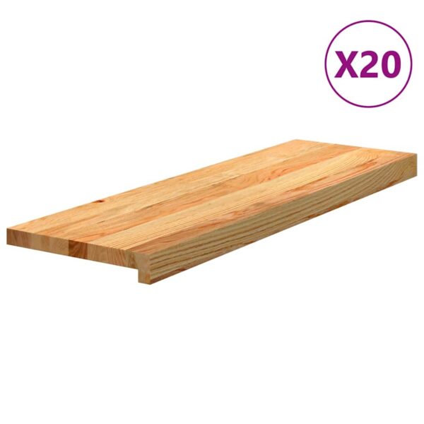 Podloge za stopnice 20 kosov rjave 80x25x2 cm trdna hrastovina - Image 2